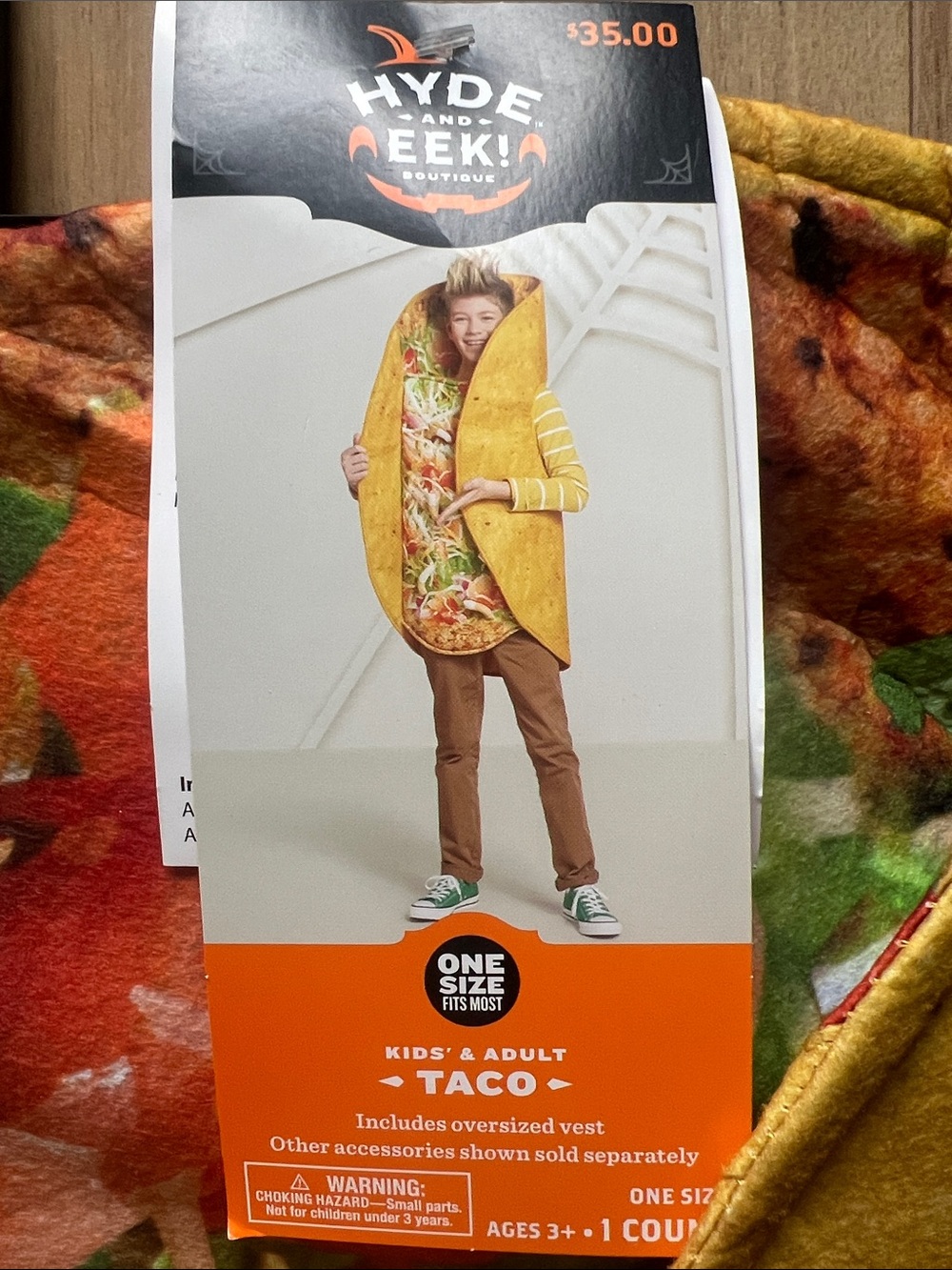 New in packaging Yellow Taco Costume Vest - One Size